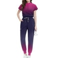 thumbnail image 1 of Summer up to 65% off kttectoa Sports Outfits Loungewear with Pockets Summer Sets for Women Gradient Graphic Crewneck Short Sleeve Elastic Waist Pants Matching Sets for Women Travel, 1 of 3