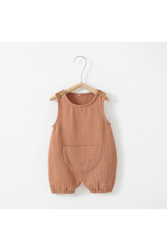 Summer Up to 65% off kttectoa Summer Outfits for Girl Baby Solid Neutral Clothes Cute Bubble Romper with Pocket Sweatshirt Sleeveless Bodysuit Girls Clothes 0-9M Cyber_Monday