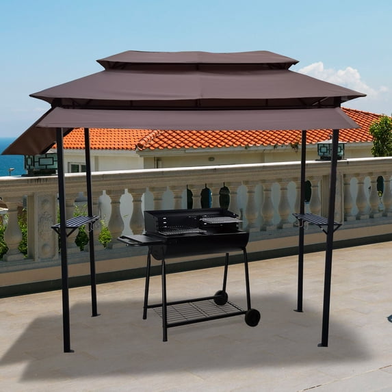 Summer 8x4 ft Metal Gazebo with Soft Top Canopy - Light Brown