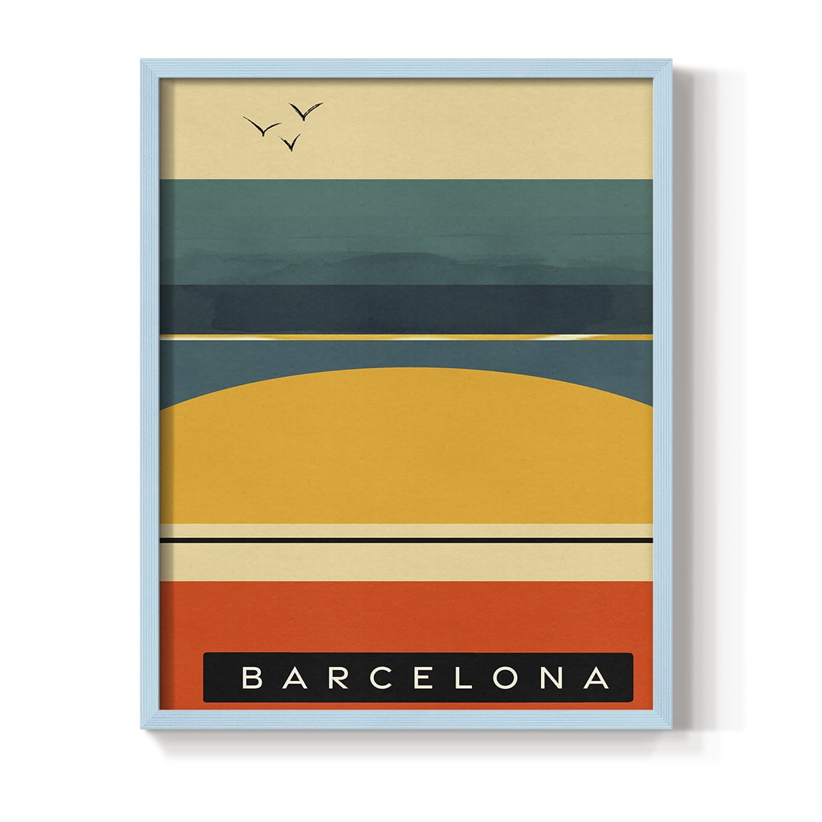 Summer Abroad II Framed Print in Blue Solid Wood Framed Print No Nail Hanging