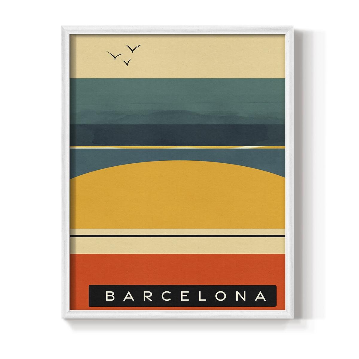 Summer Abroad II Framed Print in White Solid Wood Framed Print No Nail Hanging