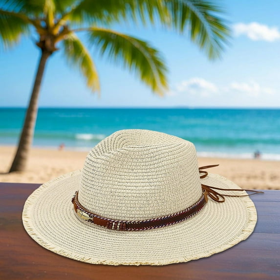 Summer With Accessory Band Large Brimmed Hat Beach Holiday Fashion Casual Style Shade Sun Hat Hat for Men Summer Rain Cap Small Size Hats Hiking Hat for Men Visor Womens Visor Hats for Women Leopard