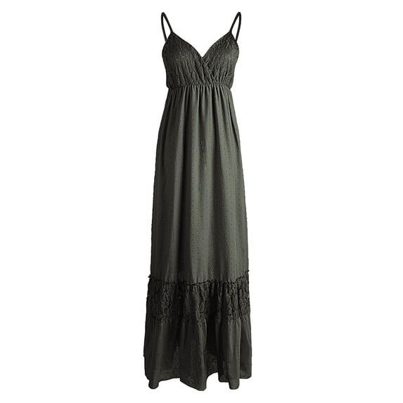 Summer Adjustable Spaghetti Strap Sleeveless Long Lace Boho Beach Maxi Dress For Women