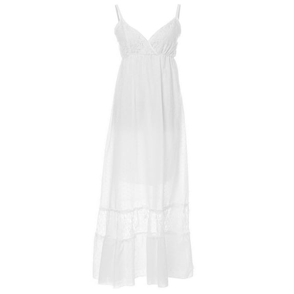 Summer Adjustable Spaghetti Strap Sleeveless Long Lace Boho Beach Maxi Dress For Women