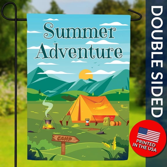 Summer Adventure Camping Flag Mountain Camp Decor Double Sided
