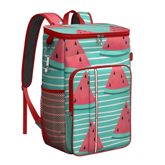 Summer Aesthetic Watermelon Cooler Backpack - Lightweight Insulated Backpack for Beach & Camping - 20L Capacity, Multiple Pockets, Keeps Food & Drinks Fresh