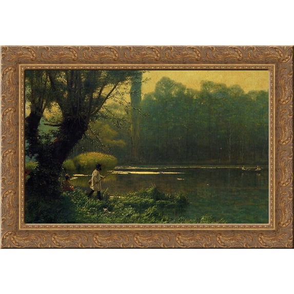 Summer Afternoon on a Lake 24x18 Gold Ornate Wood Framed Canvas Art by Gerome, Jean Leon