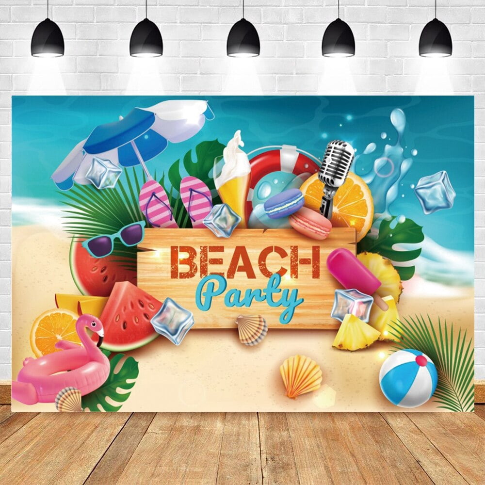 Sunset Beach Summer Hawaii Party Round Backdrop main image 1