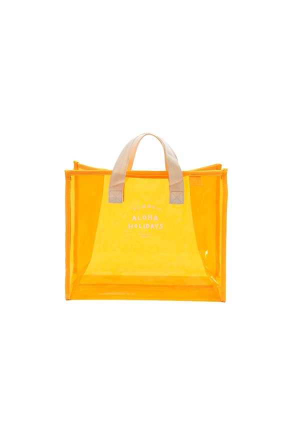 Summer Aloha Transparent PVC Beach Bag, Portable Hand Carrying Swimming Bag, Large Capacity Tote for Travel Outdoor Clothing Storage, Fashion Pattern