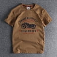 thumbnail image 1 of Summer  American Retro Short-sleeved O-neck Motorcycle Printed T-shirt Men‘s Fashion Simple 100% Cotton Washed Casual Sport Tops, 1 of 6