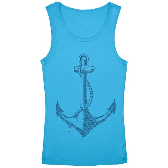 Summer Anchor Youth Girls Tank Top Teal YXL