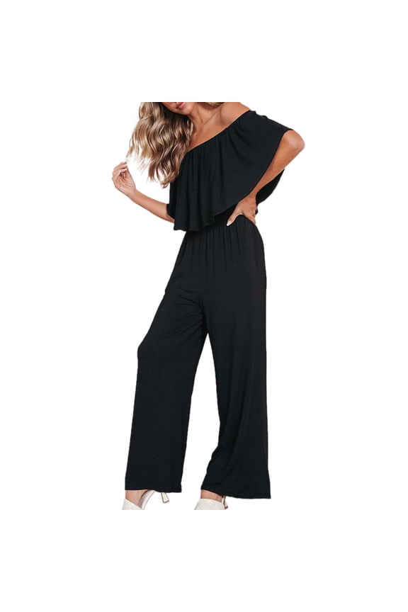 Summer And Spring Women's One Line Shoulder Fashion Temperament Off The Shoulder Jumpsuit