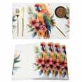 thumbnail image 1 of Summer Animal Placemats Set of 12, Retro Watercolor Floral Parrot Non-Slip Place Mats Washable Table Mats for Kitchen Dining Table Decorations Indoor/Outdoor, 1 of 9