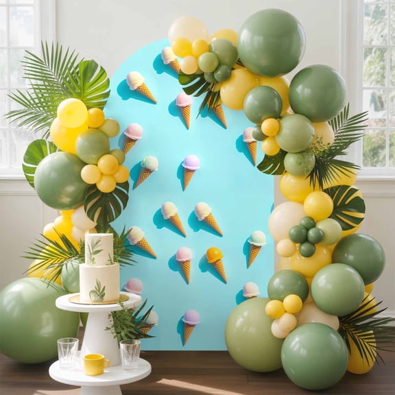 Summer Arch Backdrop Cover, 5FT, Ice Cream Modern Art Spandex Arch Covers Double-Sided Backdrop for Wedding Birthday Party Photo Background Decoration