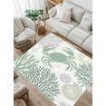 thumbnail image 1 of Summer Area Rug for Bedroom 5x7 Ft Sage Green Crab Coral Seashell Nautical Coastal Ocean Super Soft fuzzy Throw Rug Non-Slip Fluffy Plush Indoor Floor Carpet for Living Room Nursery Home Decor, 1 of 8