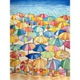 thumbnail image 1 of Summer At The Seaside With Colourful Beach Umbrellas On The Sand Modern Watercolour Painting Large Wall Art Poster Print Thick Paper 18X24 Inch, 1 of 5