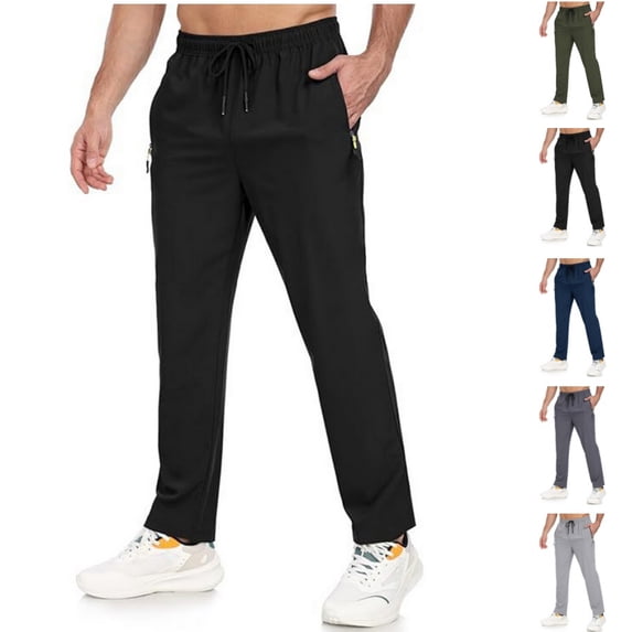 Summer Athletic Pants for Men Casual Breathable Quick Dry Water Resistant Jogger Track Pants Workout Hiking Pants Black XL
