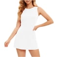 thumbnail image 1 of Summer Athletic Sundress for Women Casual Two Piece High Waist Dress with Pocket Bottoms Modest Slim Workout Outfits, White, S, 1 of 5