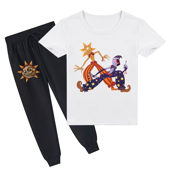 Summer Attire: Boys and Girls Sundrop and Moondrop Cotton Short Sleeve Top with Long Pants Outfits