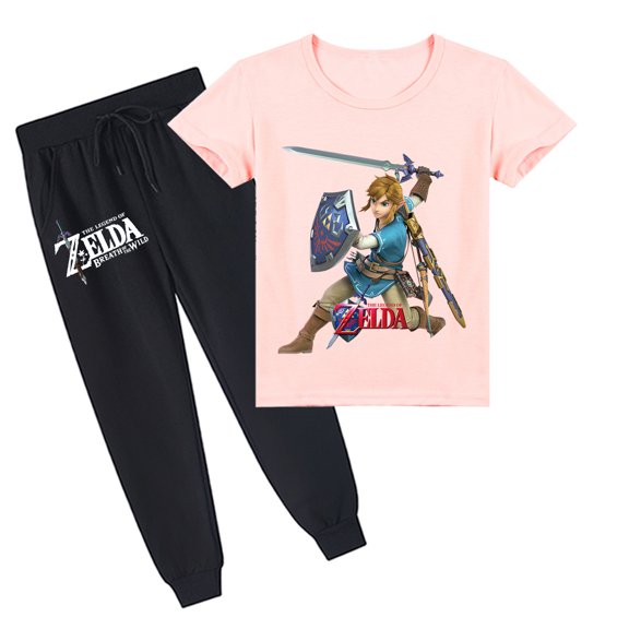 Summer Attire: Boys and Girls The Legend of Zelda Cotton Short Sleeve Top with Long Pants Outfits