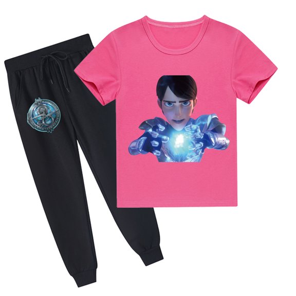 Summer Attire: Boys and Girls Trollhunters Cotton Short Sleeve Top with Long Pants Outfits