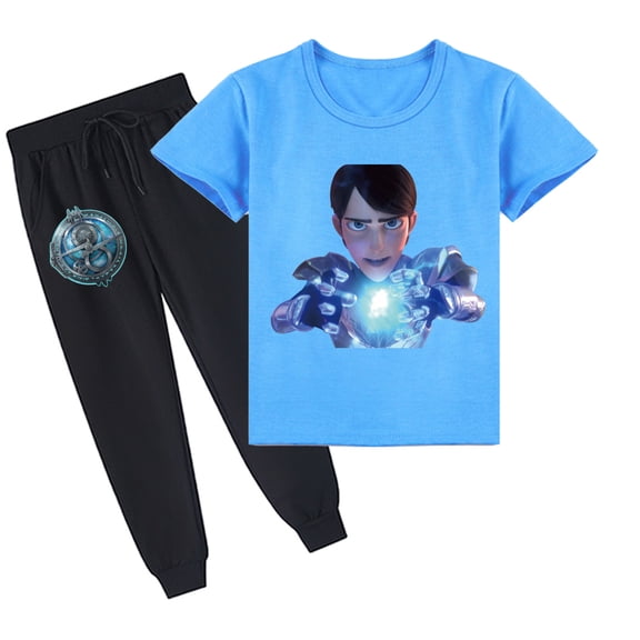 Summer Attire: Boys and Girls Trollhunters Cotton Short Sleeve Top with Long Pants Outfits