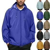 Summer Autumn Mens Rain Jacket Raincoat Windbreaker Running Waterproof Lightweight Packable with Hood Travel Hiking Cycling Trendy Coat for Outdoors Activities Plus Size
