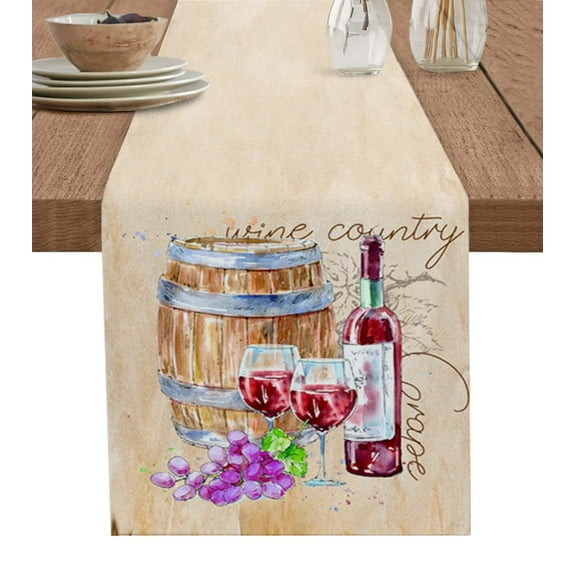 Summer Autumn Wine Barrel Vintage Table Runner Coffee Tablecloth Wedding Decor Modern Home Party Table Runners Table Mats
