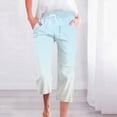 thumbnail image 1 of Summer B Fashion Pants For Women Drawstring Elastic High Waist Linen Pant Straight Wide Leg Cropped Trouser Yoga Pants with Pockets Straight Pants for Women Womens Pants Casual Work Pattern Harem Pant, 1 of 4