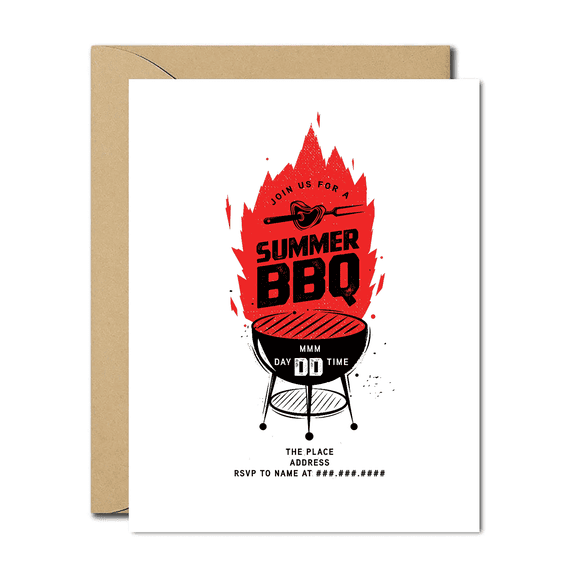 Summer BBQ Invitation Card  Fun and Festive Design for Outdoor Gatherings  Blank Inside, Envelope Included  Perfect for Cookouts and Parties