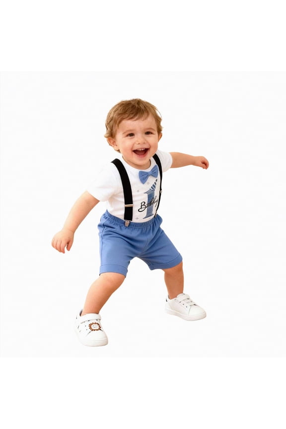 Summer Baby Boy Clothes Baby Boy Clothes Set Infant Bow Tie Button Down Shirt Bodysuit Top Shorts 2Pcs Summer Outfit