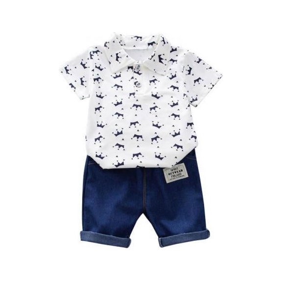 Summer Baby Boy Floral Print Button-Down Blouse Shorts Casual Outfits Clothes