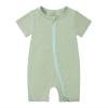 thumbnail image 1 of Summer Baby Boy Romper Solid Zipper Sleeper Short Sleeve Jumpsuit Onesie Outfits Light Green Soft Newborn Clothes 18-24M, 1 of 3