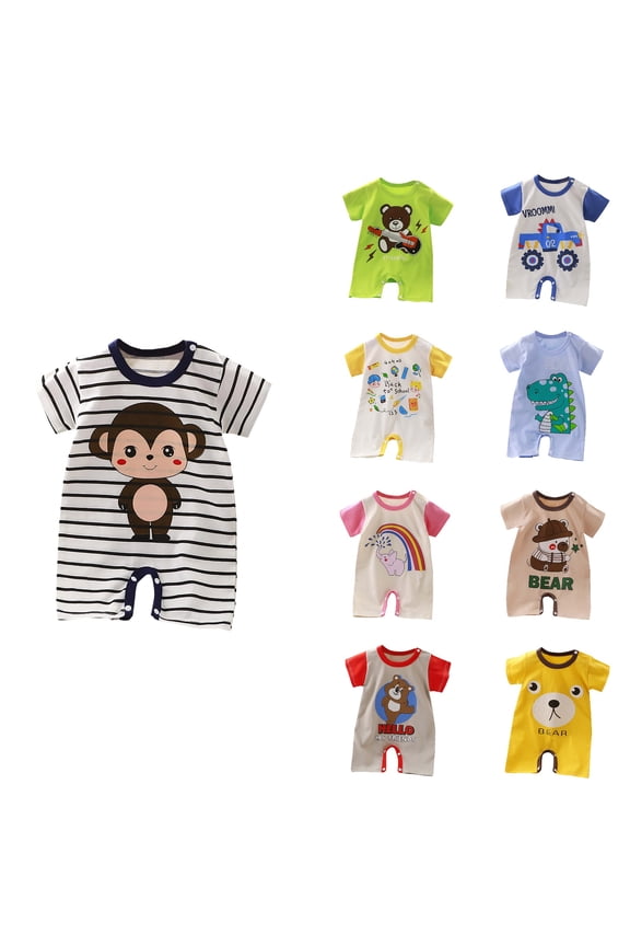 Summer Baby Boys Clothing Agkizg Baby Boys Bodysuits, Baby Boys Short Sleeves Rompers, Clothing Newborn Baby Cotton Short Sleeve Thin Crawling Suit Baby Onesie Ha Clothes