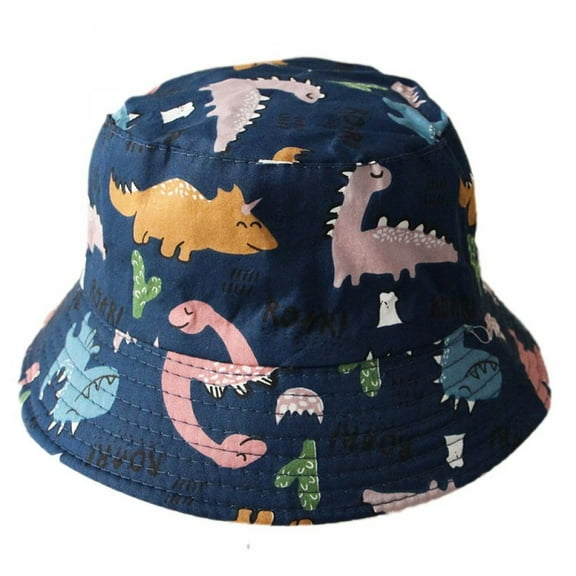 Summer Baby Boys Girls Toddler Cartoon Animal Print Bucket Hats Caps Reversible Sun Headwear