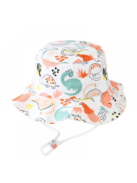 Summer Baby Boys Girls Toddler Cartoon Print Bucket Hats Sun Protection Hat Baseball Cap with Adjustable Strap,S/M
