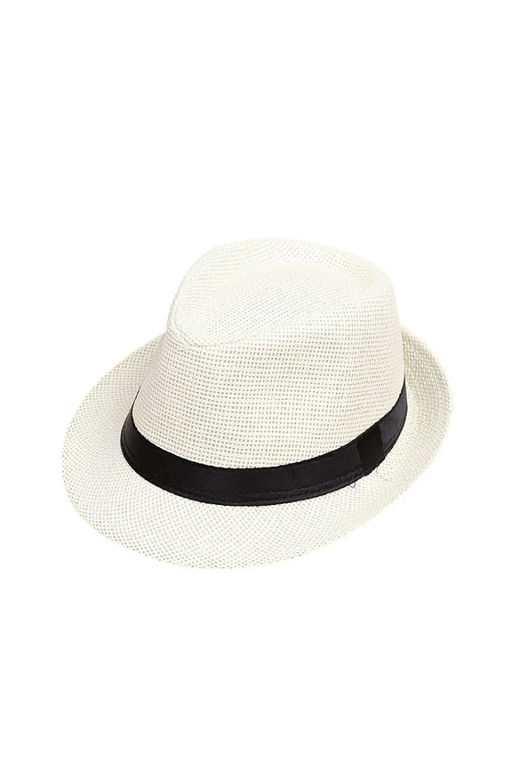 Summer Baby Fedora Hat for Kids Beach Panama Style Lightweight Straw Cap Fashionable Children Accessory