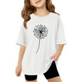 thumbnail image 1 of Summer Baby Girl Clothes Clearance Dandelion Print Round Neck Pullover Shirt Soft Comfy Breathable Baby Boy Kids Blouses,White,140, 1 of 6