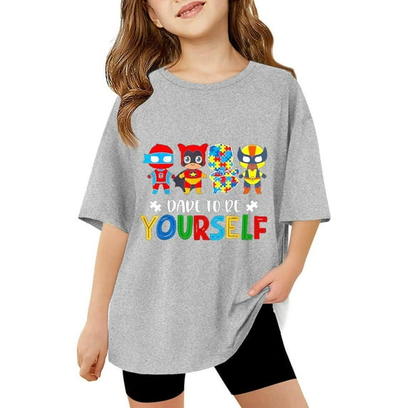 Summer Baby Girl Clothes Short Sleeve Dandelion Print Blouse T-Shirt Comfortable & Soft Lightweight Boys' Activewear T-Shirts W04-Grey,130