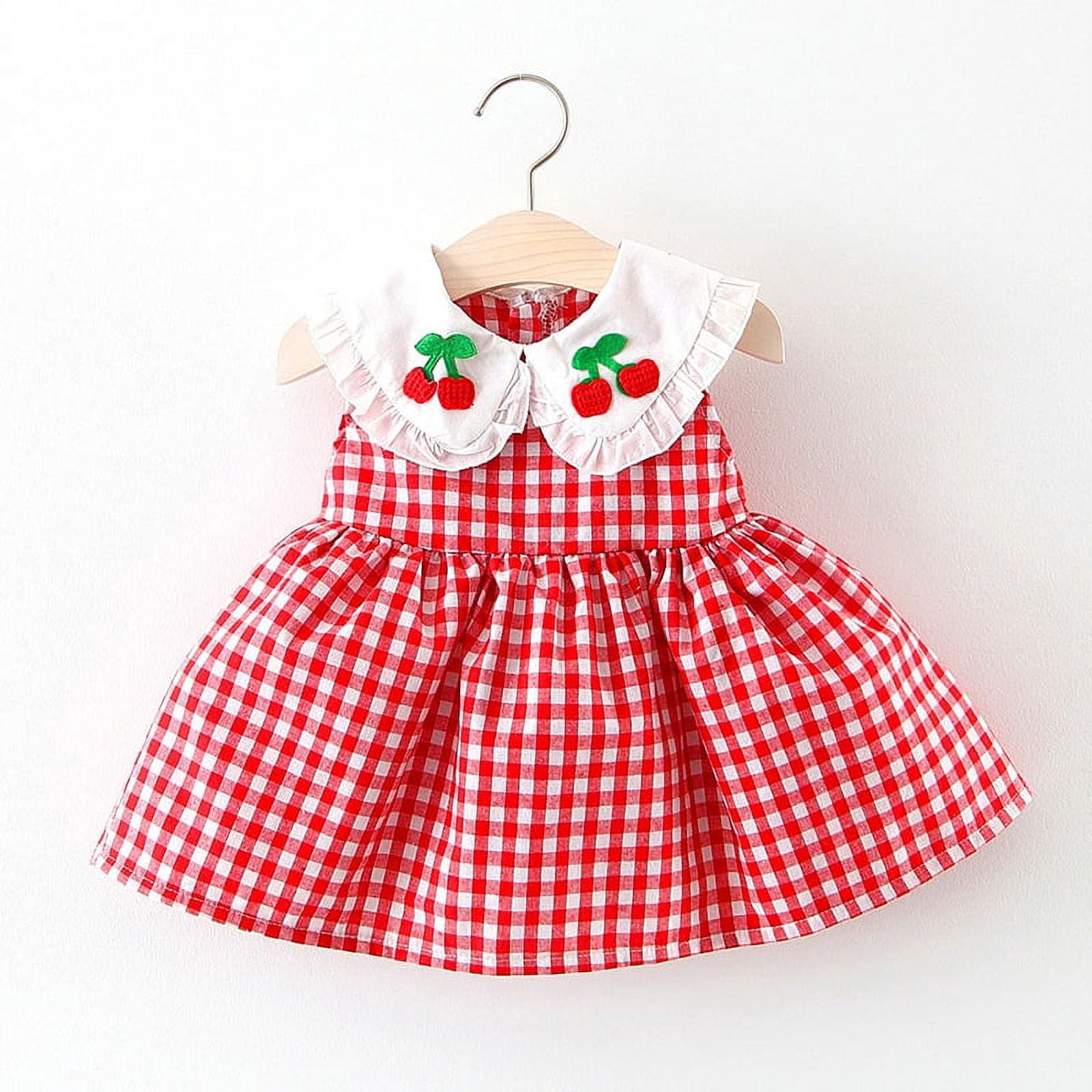 Summer Baby Girl Plaid Dress 03Y Casual Toddler Newborn Baby Girls