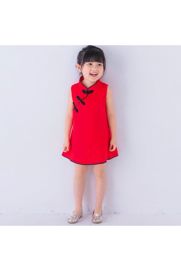 Summer Baby Girls Classic Cheongsam Baby Toddler Kids Sleeveless Chinese Qipao Dress