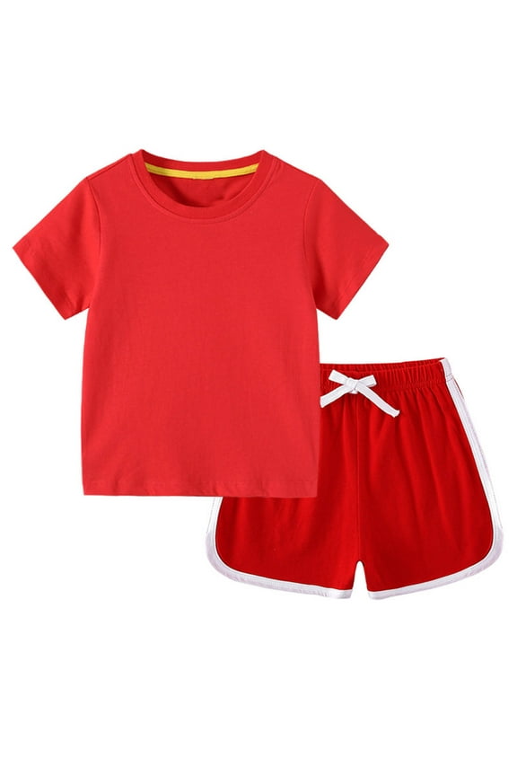 Summer Baby Girls Clothes Set Children Girl Short Sleeve T Shirt + Shorts 2pcs Suit