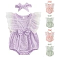 thumbnail image 1 of Summer Baby Girls Clothing Agkizg Baby Girls Bodysuits, Baby Girls Ruffle Sleeve Rompers, Baby Crawling Suit Long Jumpsuit Baby Jumpsuit Newborn Pajamas, 1 of 4