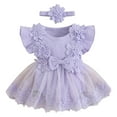 thumbnail image 1 of Summer Baby Girls Clothing Agkizg Baby Girls Bodysuits, Baby Girls Ruffle Sleeve Rompers, Girls' One-year-old Dress Romper Birthday Stylish Soft Yarn Princess Flower Romper Skirt, 1 of 3