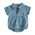 thumbnail image 1 of Summer Baby Girls Clothing Agkizg Baby Girls Bodysuits, Baby Girls Short Sleeve Rompers, Children's Boys Girls Bodysuit Cotton Denim Short Sleeve Pocket Jumpsuit, 1 of 5
