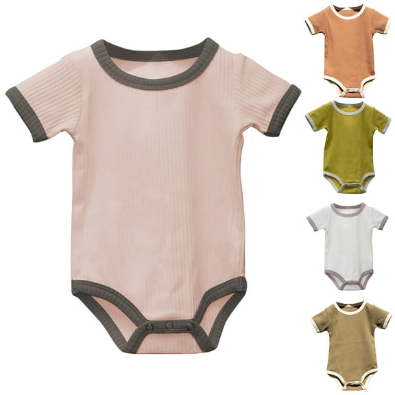 Summer Baby Girls Clothing Agkizg Baby Girls Bodysuits, Baby Girls Short Sleeve Rompers, Toddler Kid Girls Boys Short Sleeve Solid Color T-Shirt Jumpsuit Romper