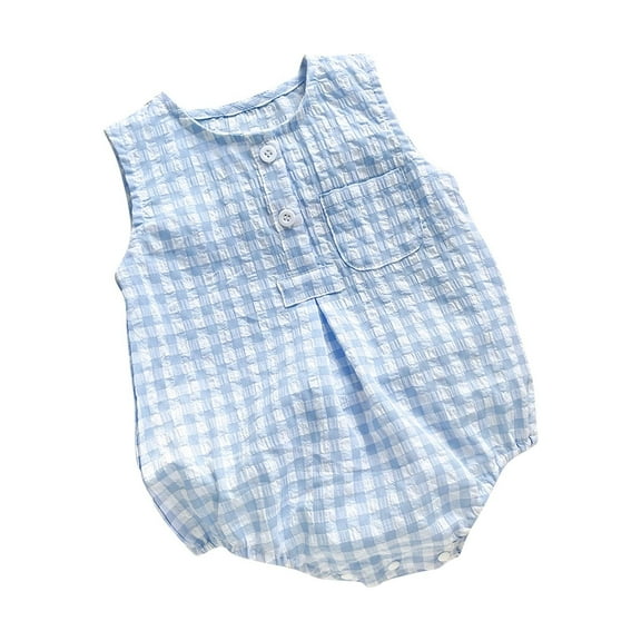 Summer Baby Girls Clothing Agkizg Baby Girls Bodysuits, Baby Girls Sleeveless Rompers, Fashionable Children's Plaid Sleeveless Jumpsuit Baby Breathable Bag Fart Jacket