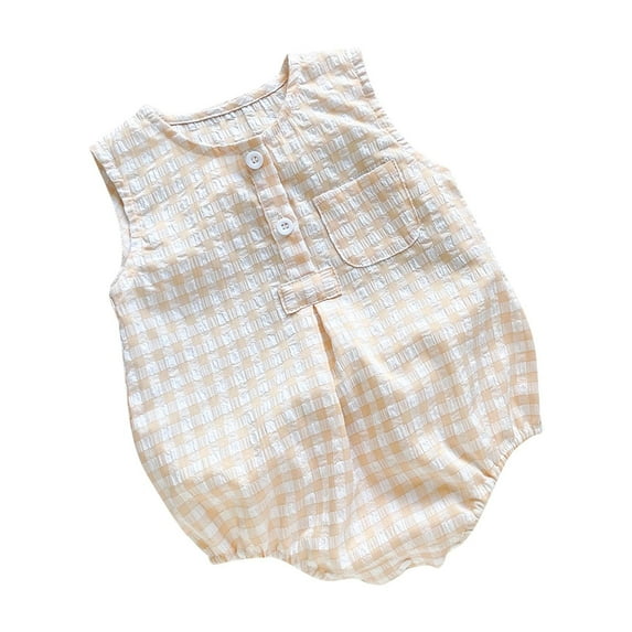 Summer Baby Girls Clothing Agkizg Baby Girls Bodysuits, Baby Girls Sleeveless Rompers, Fashionable Children's Plaid Sleeveless Jumpsuit Baby Breathable Bag Fart Jacket