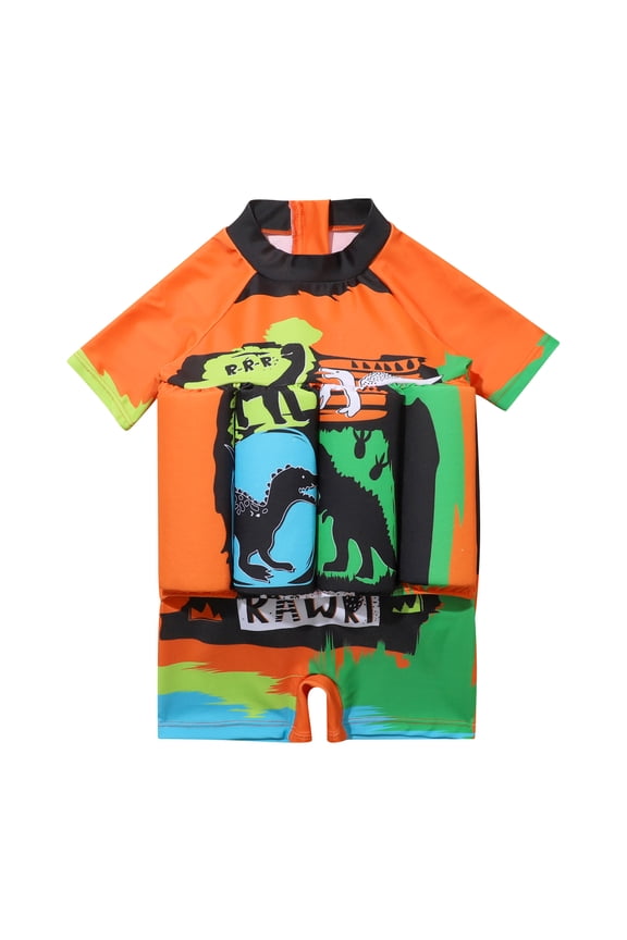 Summer Baby Kid Short Sleeve Floating Swimsuit Baby Boys And Baby Girls One Piece Buoyancy Swimsuit