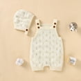 thumbnail image 1 of Summer Baby Rompers Sleeveless Infant Boy Girl Jumpsuit Outfit Knit Cotton Newborn Toddler Clothing Hat Hollow Out Playsuit 2PCS, 1 of 5